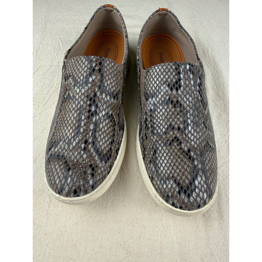 Baretraps Yadier Slip On Sneakers Womens 7 Gray Boho Festival Snakeskin Print